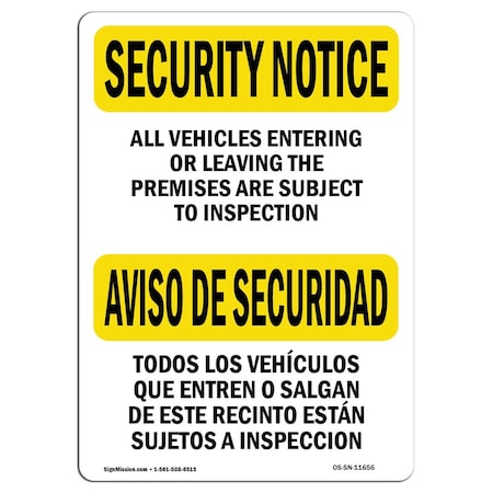 OSHA SECURITY NOTICE, 3.5 Height, 5 Width, Decal